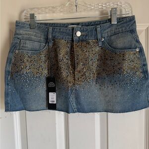 Embellished Denim Skirt